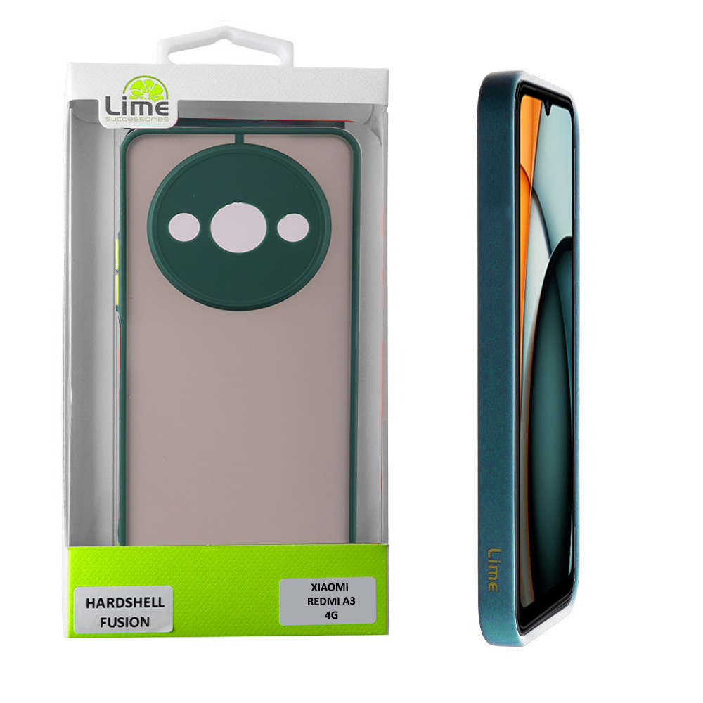LIME ΘΗΚΗ XIAOMI REDMI A3 4G 6.71" HARDSHELL FUSION FULL CAMERA PROTECTION GREEN WITH YELLOW KEYS