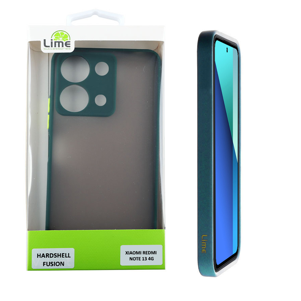 LIME ΘΗΚΗ XIAOMI REDMI NOTE 13 4G 6.67" HARDSHELL FUSION FULL CAMERA PROTECTION GREEN WITH YELLOW KEYS