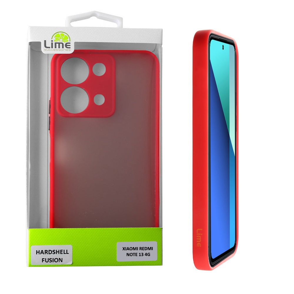 LIME ΘΗΚΗ XIAOMI REDMI NOTE 13 4G 6.67" HARDSHELL FUSION FULL CAMERA PROTECTION RED WITH BLACK KEYS