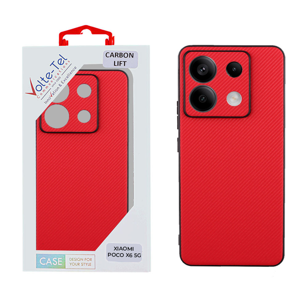 VOLTE-TEL ΘΗΚΗ XIAOMI POCO X6 5G 6.67" CARBON LIFT FULL CAMERA PROTECTION RED