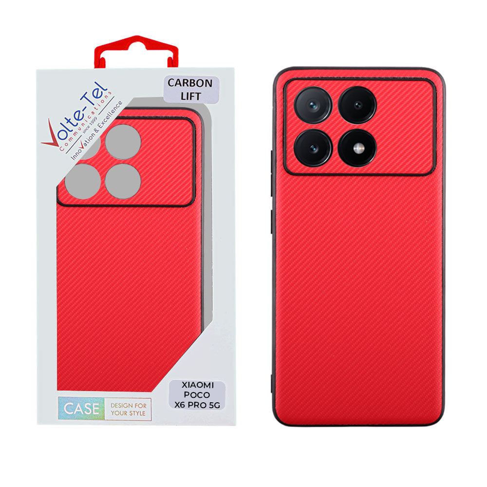 VOLTE-TEL ΘΗΚΗ XIAOMI POCO X6 PRO 5G 6.67" CARBON LIFT FULL CAMERA PROTECTION RED