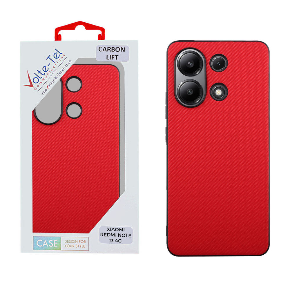 VOLTE-TEL ΘΗΚΗ XIAOMI REDMI NOTE 13 4G 6.67" CARBON LIFT FULL CAMERA PROTECTION RED