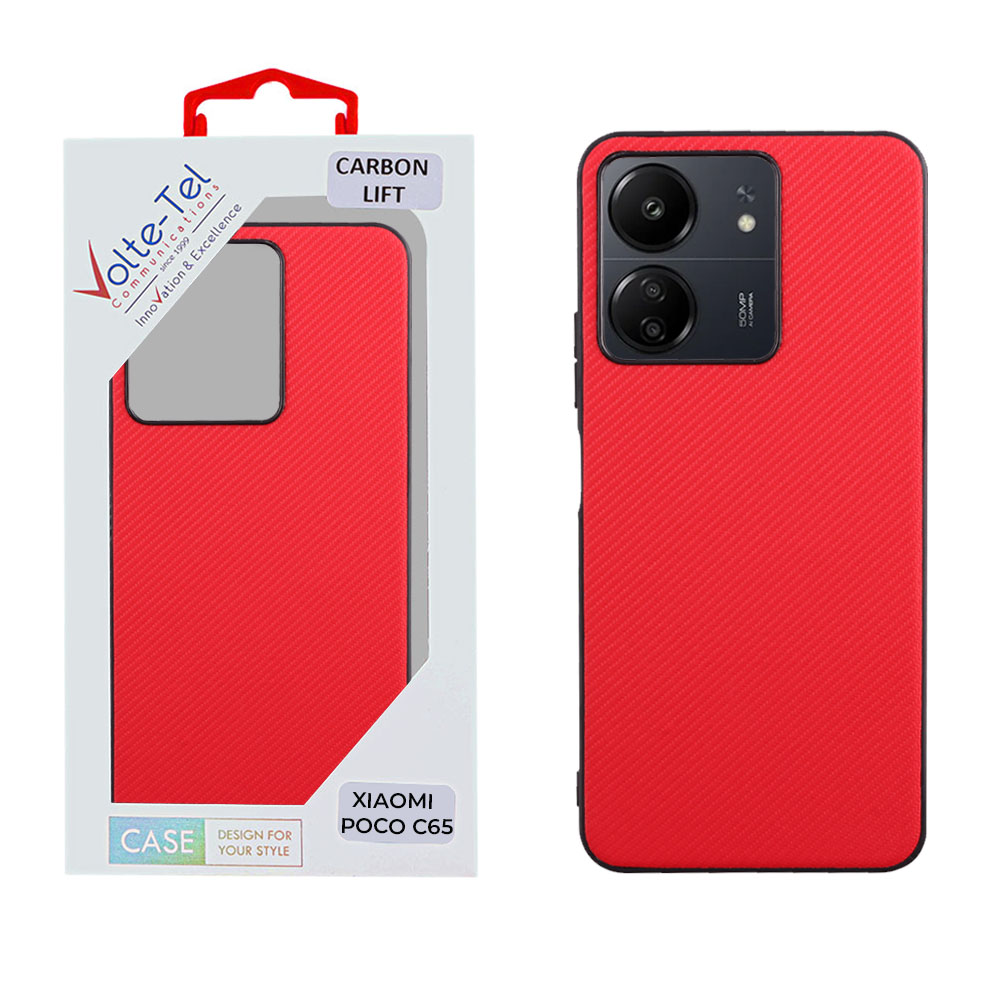 VOLTE-TEL ΘΗΚΗ XIAOMI POCO C65 6.74" CARBON LIFT FULL CAMERA PROTECTION RED