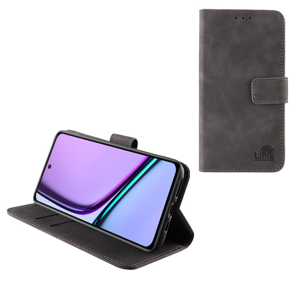 LIME ΘΗΚΗ REALME C67 4G 6.72" ESSENTIAL MAGNET BOOK STAND CLIP GREY