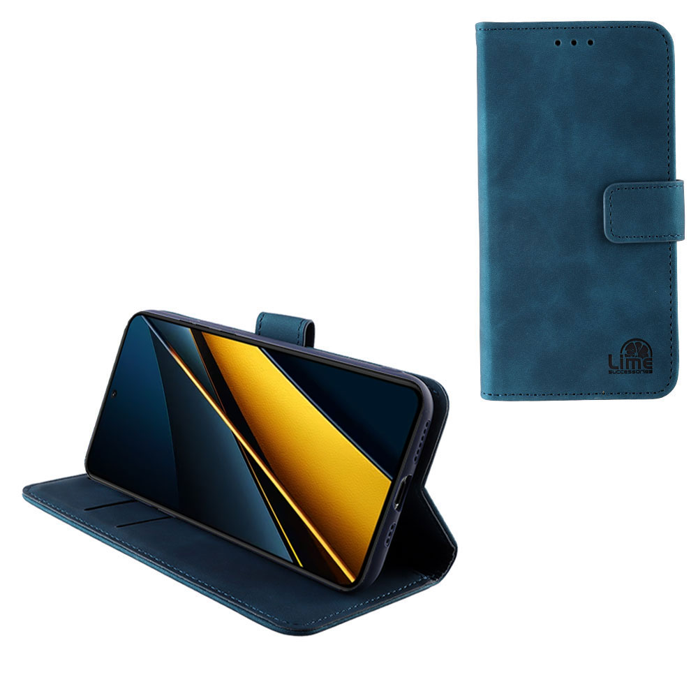 LIME ΘΗΚΗ XIAOMI POCO X6 PRO 5G 6.67" ESSENTIAL MAGNET BOOK STAND CLIP DARK BLUE