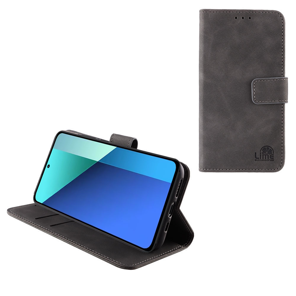 LIME ΘΗΚΗ XIAOMI REDMI NOTE 13 4G 6.67" ESSENTIAL MAGNET BOOK STAND CLIP GREY