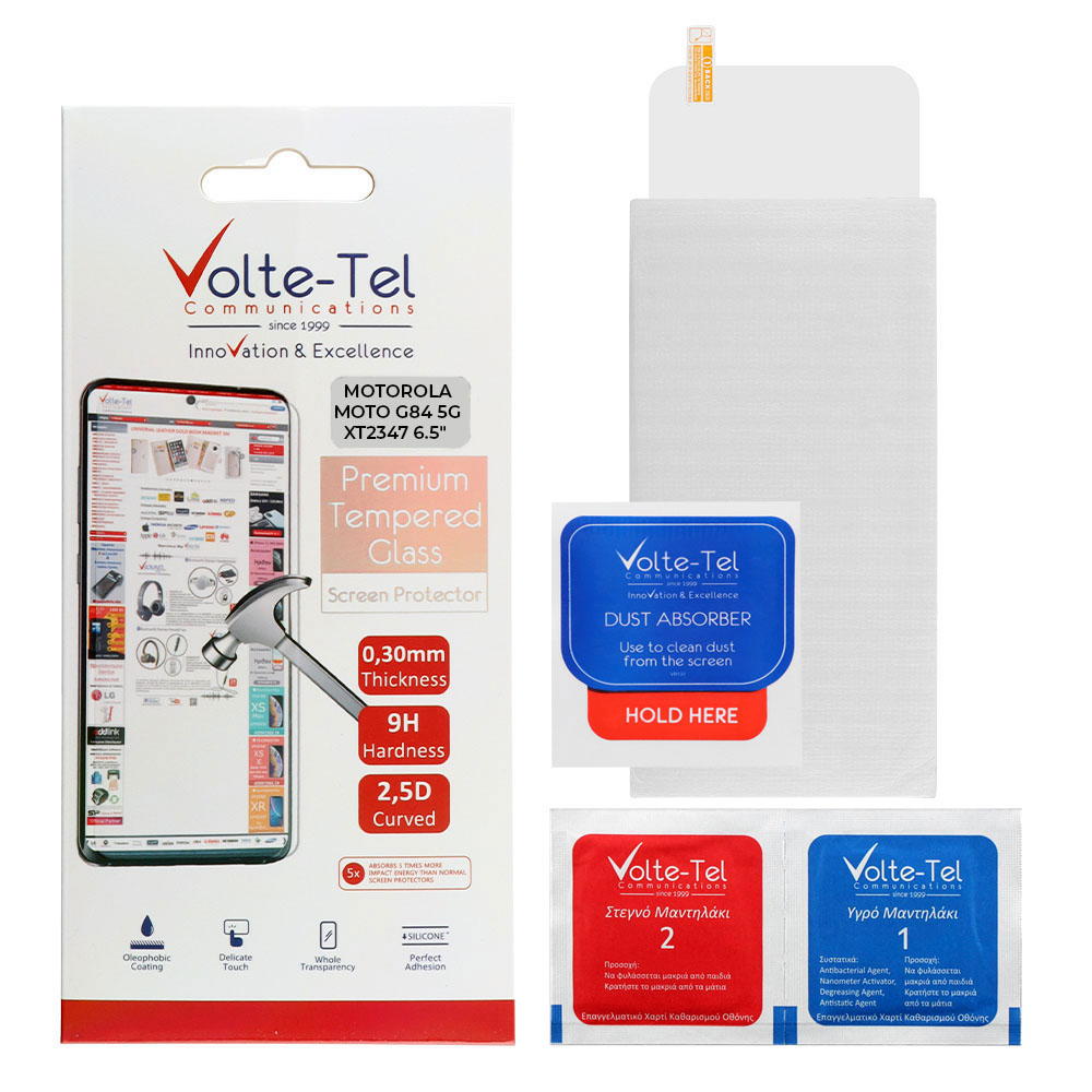 VOLTE-TEL TEMPERED GLASS MOTOROLA MOTO G84 5G XT2347 6.5" 9H 0.30mm 2.5D FULL GLUE