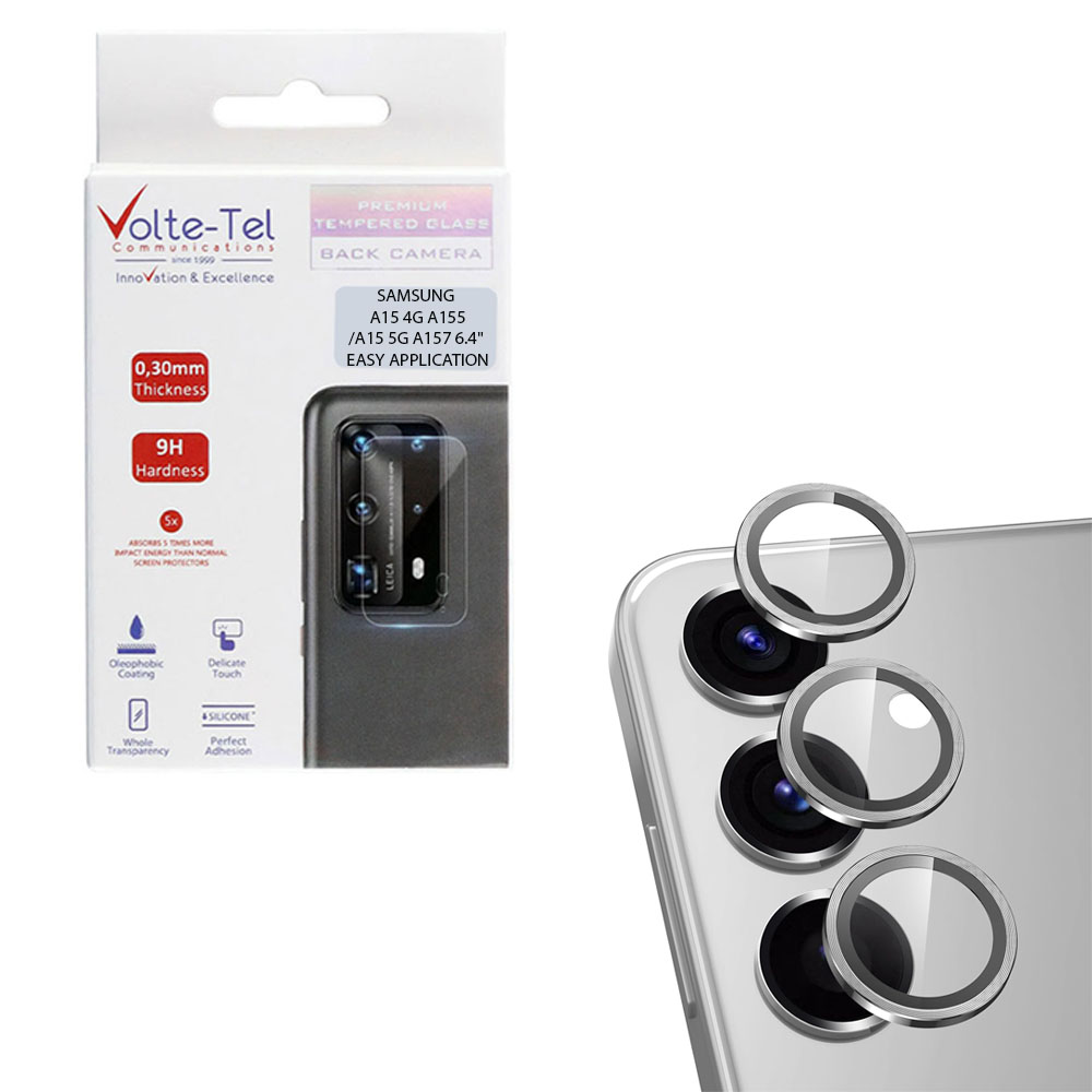 VOLTE-TEL CAMERA GLASS COVER SAMSUNG A15 4G A155/A15 5G A157 6.4" 9H 0.30MM EASY APPLICATION SILVER