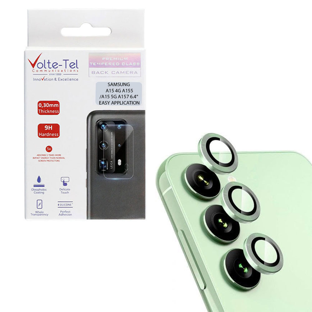 VOLTE-TEL CAMERA GLASS COVER SAMSUNG A15 4G A155/A15 5G A157 6.4" 9H 0.30MM EASY APPLICATION GREEN