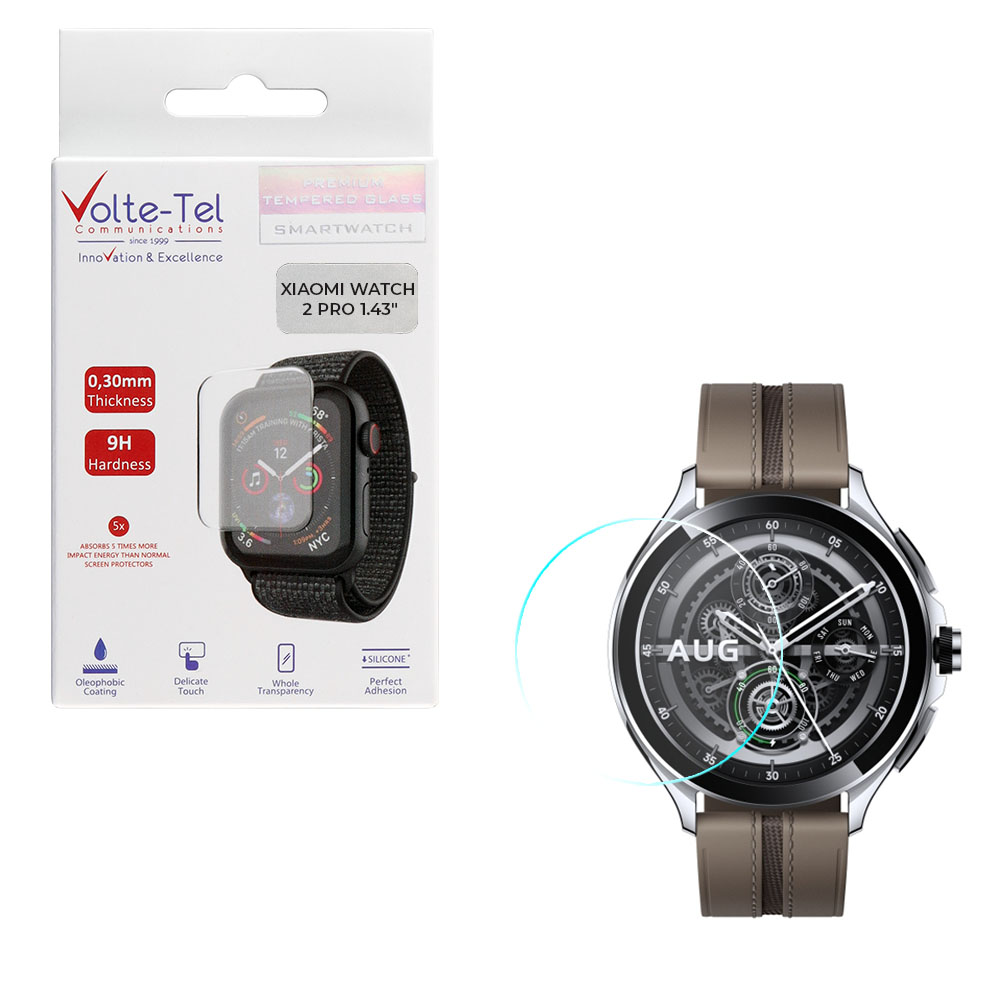 VOLTE-TEL TEMPERED GLASS XIAOMI WATCH 2 PRO 1.43" 9H 0.30mm 2.5D FULL GLUE FULL COVER