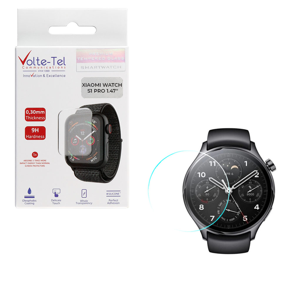 VOLTE-TEL TEMPERED GLASS XIAOMI WATCH S1 PRO 1.47" 9H 0.30mm 2.5D FULL GLUE FULL COVER