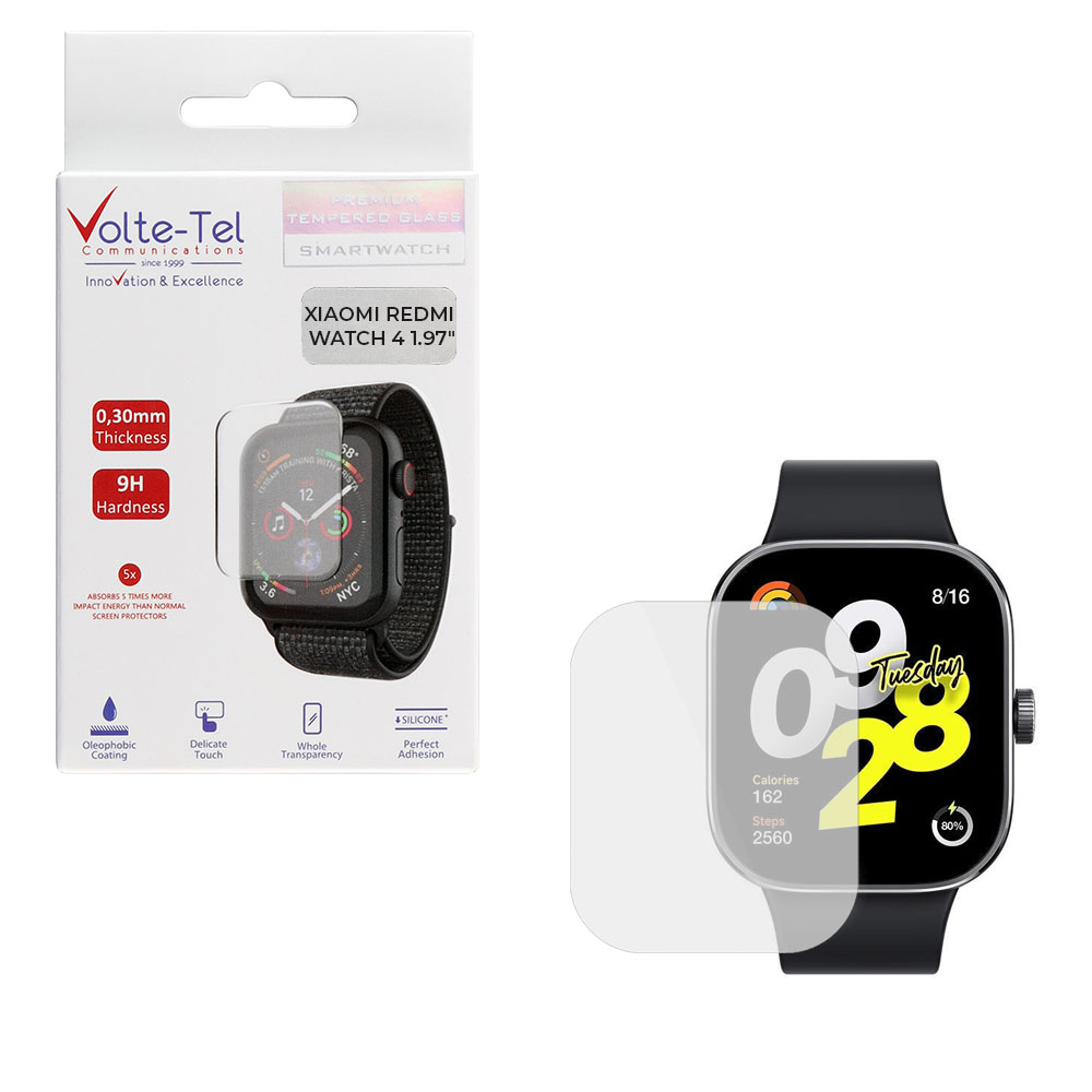 VOLTE-TEL TEMPERED GLASS XIAOMI REDMI WATCH 4 1.97" 9H 0.30mm 2.5D FULL GLUE FULL COVER