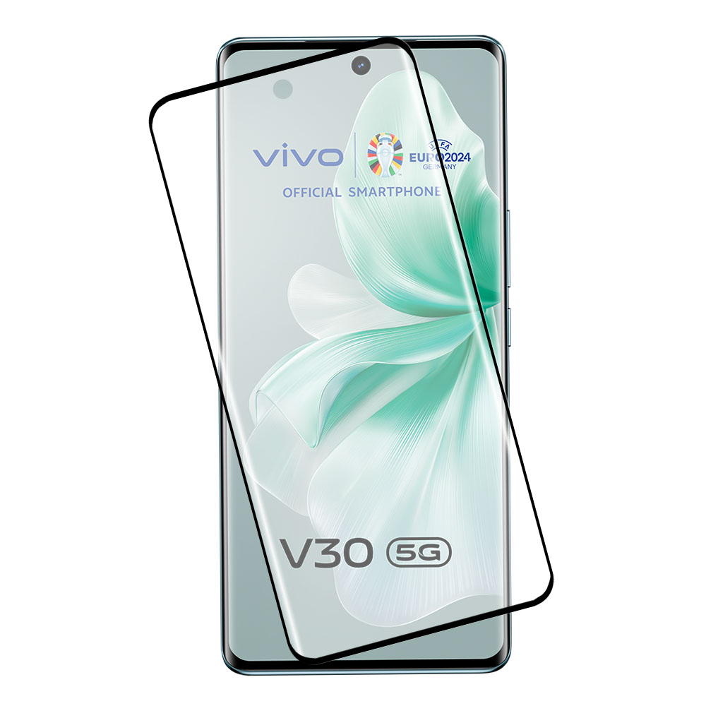 IDOL 1991 TEMPERED GLASS VIVO V30 5G 6.78" 9H 0.25mm 3D EDGE GLUE SEMI CURVED FINGER UNLOCK BLACK