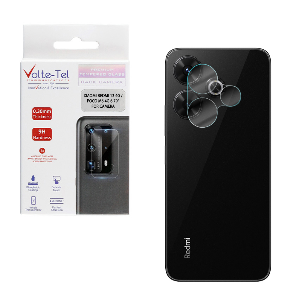 VOLTE-TEL TEMPERED GLASS XIAOMI REDMI 13 4G / POCO M6 4G 6.79" 9H 0.30mm FOR CAMERA