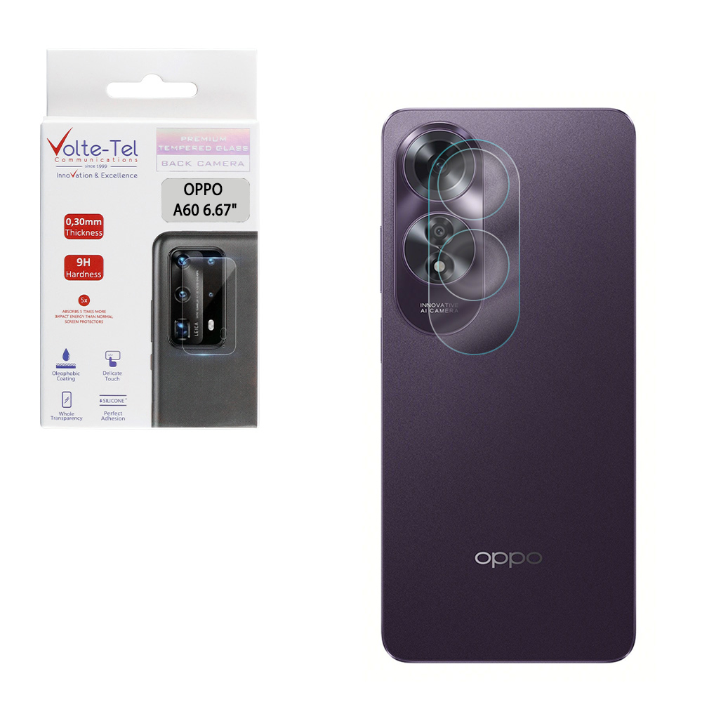 VOLTE-TEL TEMPERED GLASS OPPO A60 4G 6.67" 9H 0.30mm FOR CAMERA