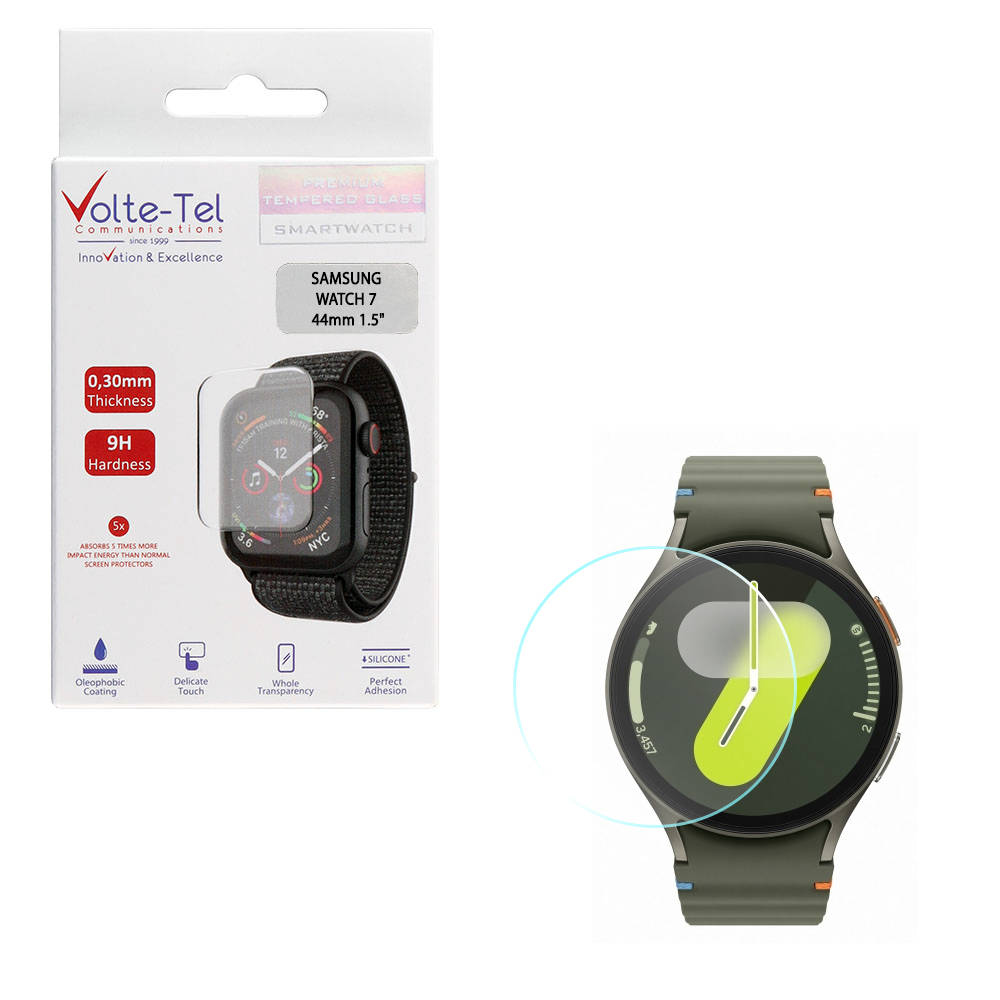 VOLTE-TEL TEMPERED GLASS SAMSUNG WATCH 7 44mm 1.5" 9H 0.30mm 2.5D FULL GLUE FULL COVER