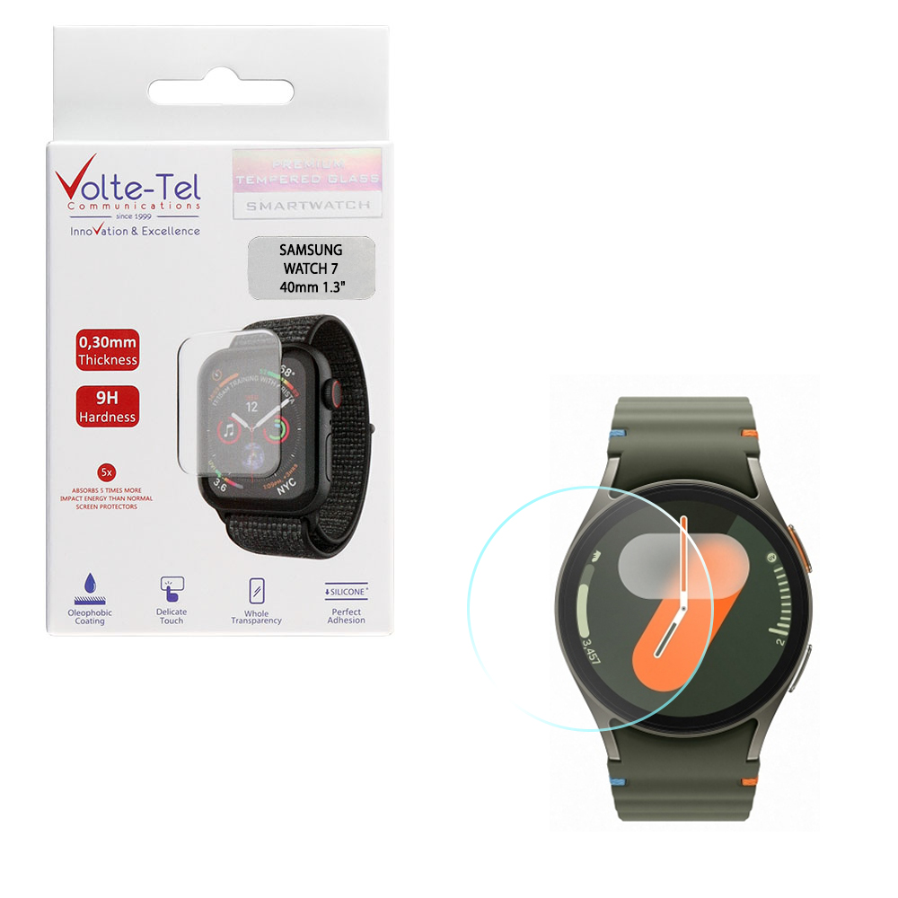 VOLTE-TEL TEMPERED GLASS SAMSUNG WATCH 7 40mm 1.3" 9H 0.30mm 2.5D FULL GLUE FULL COVER