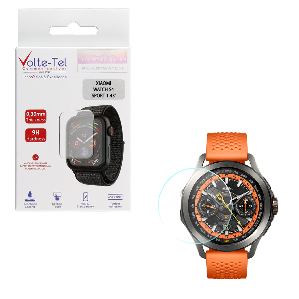 VOLTE-TEL TEMPERED GLASS XIAOMI WATCH S4 SPORT 1.43" 9H 0.30mm 2.5D FULL GLUE FULL COVER