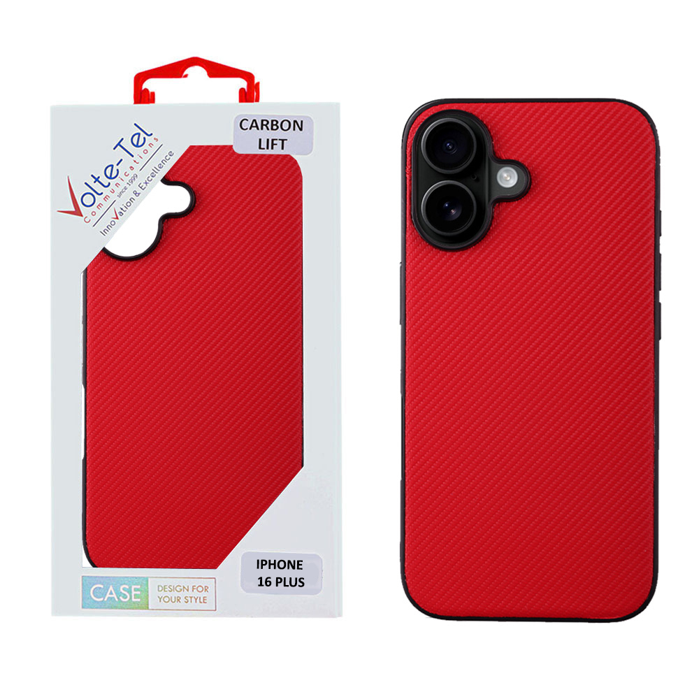 VOLTE-TEL ΘΗΚΗ IPHONE 16 PLUS 6.7" CARBON LIFT CAMERA GUARD PROTECTION RED