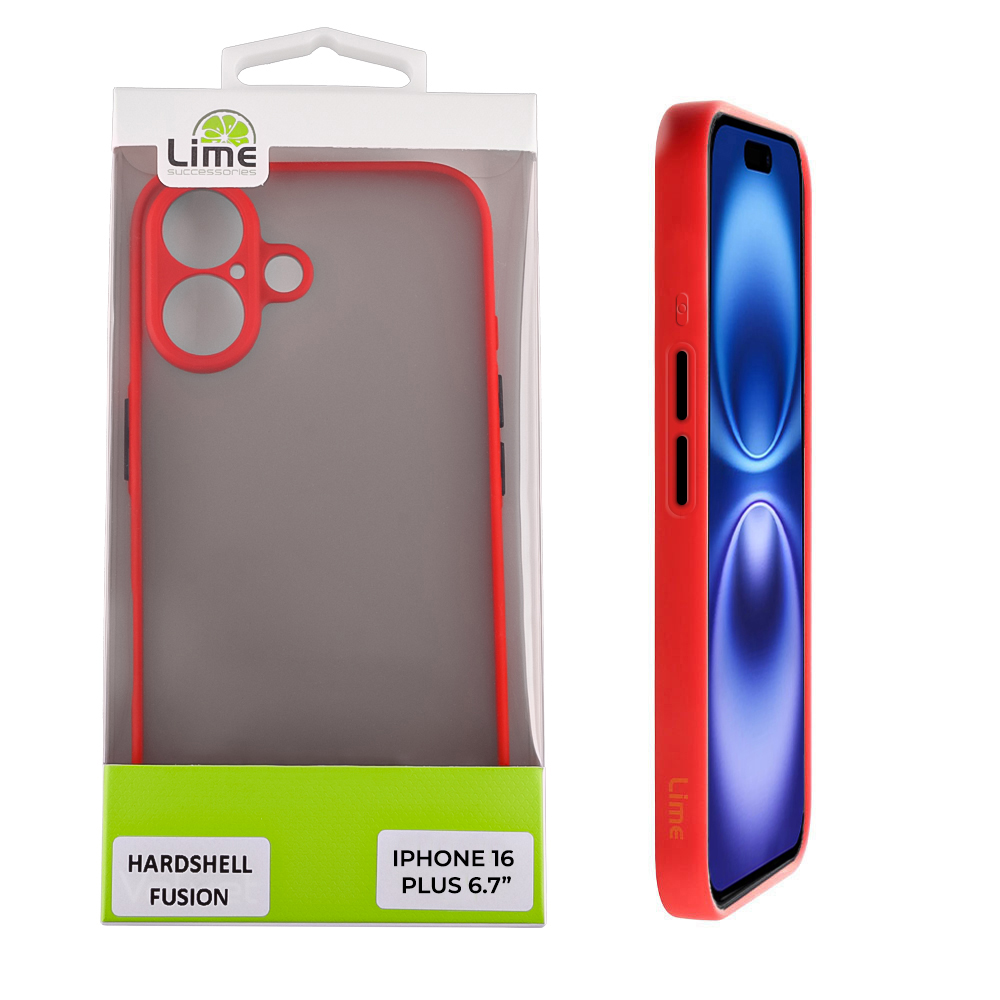 LIME ΘΗΚΗ IPHONE 16 PLUS 6.7" HARDSHELL FUSION FULL CAMERA PROTECTION RED WITH BLACK KEYS