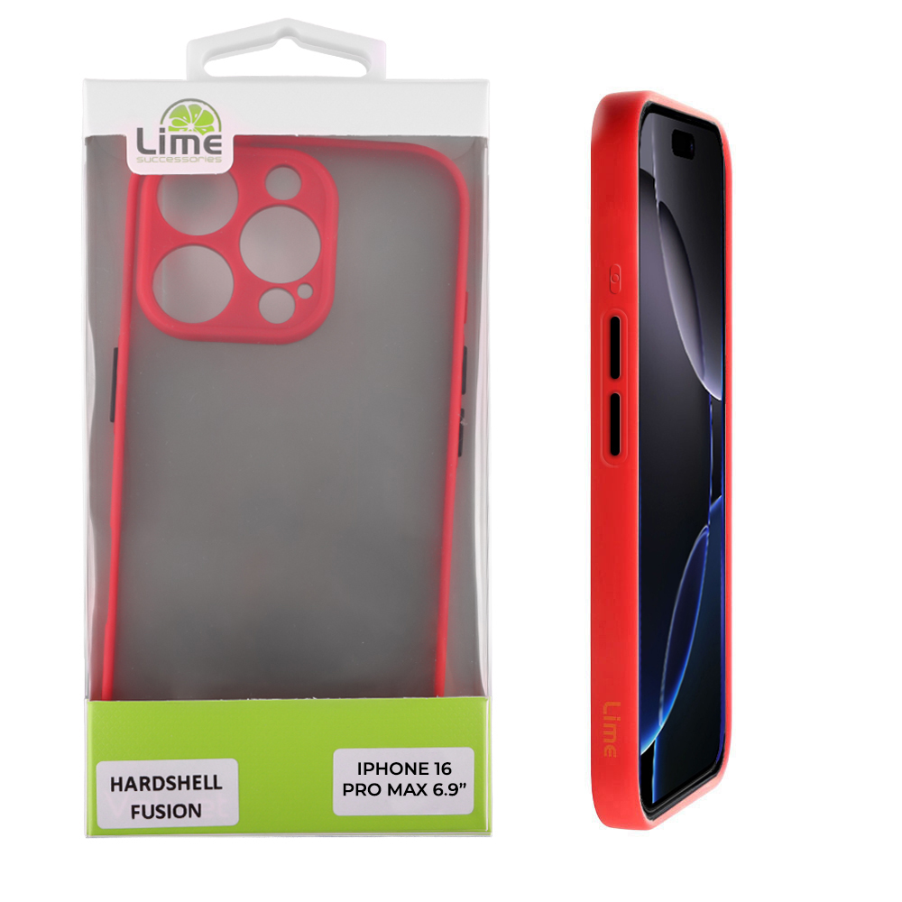 LIME ΘΗΚΗ IPHONE 16 PRO MAX 6.9" HARDSHELL FUSION FULL CAMERA PROTECTION RED WITH BLACK KEYS