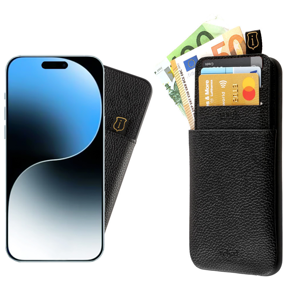 IDOL 1991 ΘΗΚΗ IPHONE 16 6.1" ANTI-RFID LEATHER SMART WALLET CAMERA GUARD BLACK