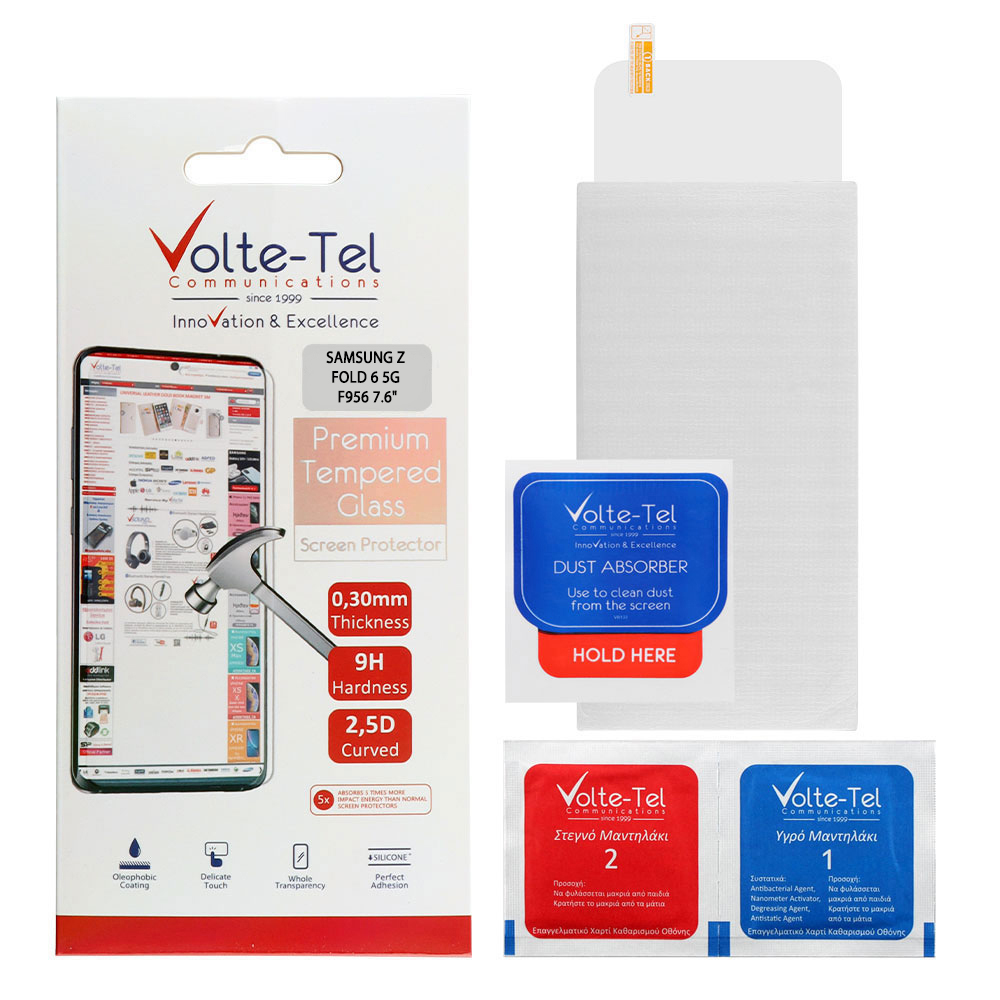 VOLTE-TEL TEMPERED GLASS SAMSUNG Z FOLD 6 5G F956 7.6" 9H 0.30mm 2.5D FRONT OUTSIDE FULL GLUE