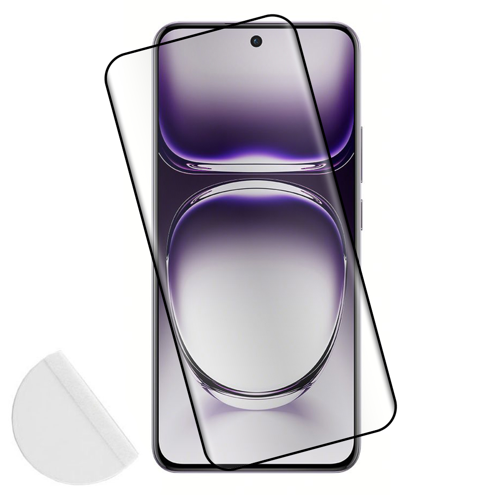 IDOL 1991 TEMPERED GLASS OPPO RENO12 PRO 6.7" 9H 0.25mm 3D FULL GLUE SEMI CURVED FINGER UNLOCK BLACK + SQUEEZY CARD