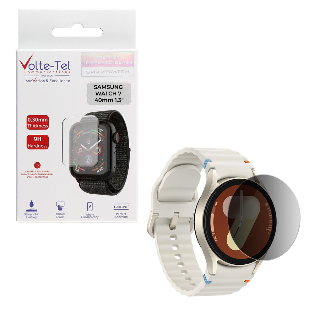 VOLTE-TEL TEMPERED GLASS SAMSUNG WATCH 7 40mm 1.3" 9H 0.30mm PRIVACY ANTISPY FULL GLUE BLACK