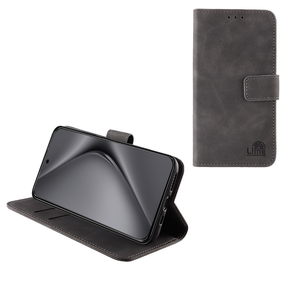 LIME ΘΗΚΗ HUAWEI PURA 70 PRO 6,8" ESSENTIAL MAGNET BOOK STAND CLIP GREY