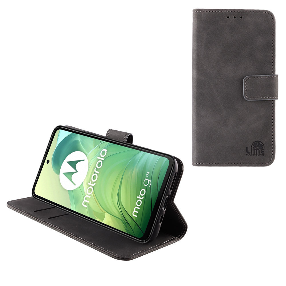 LIME ΘΗΚΗ MOTOROLA MOTO G04 XT2421-3 6,56"/ MOTO G24 XT2423-3 6,56" ESSENTIAL MAGNET BOOK STAND CLIP GREY