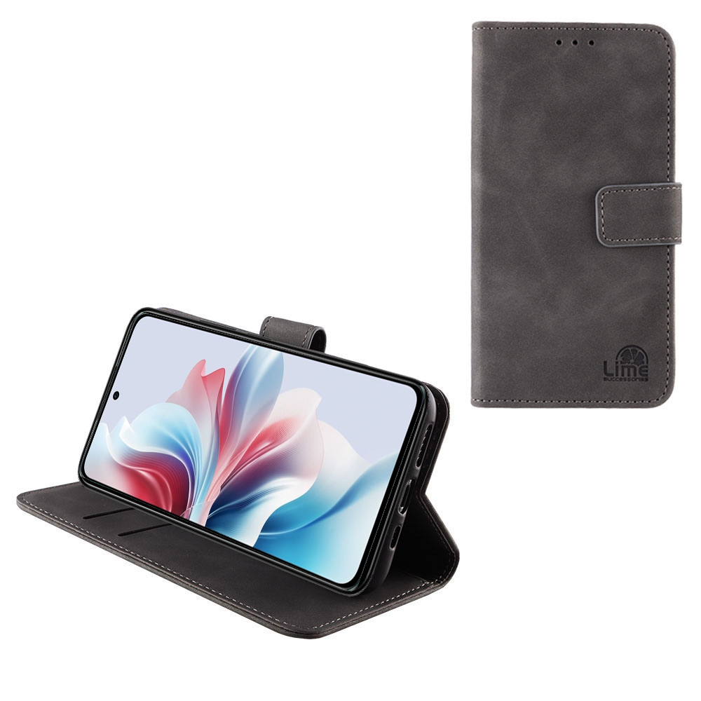 LIME ΘΗΚΗ OPPO RENO11 F 5G CPH2603 6.7" ESSENTIAL MAGNET BOOK STAND CLIP GREY