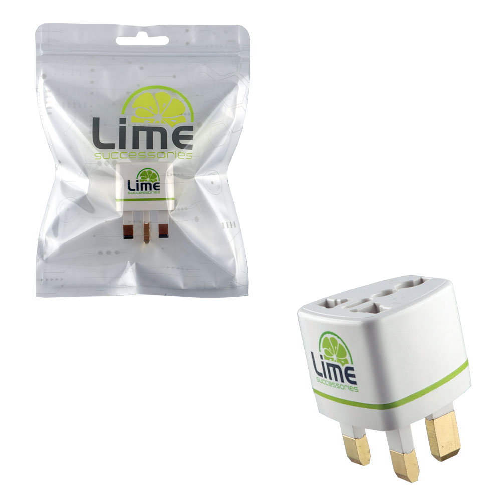 LIME UNIVERSAL ΑΝΤΑΠΤΟΡΑΣ ΑΓΓΛΙΚΟΣ 3 PIN MALE ΣΕ ΕΥΡΩΠΑΙΚΟ 2 PIN FEMALE (250V/13A) ΑΣΠΡΟ