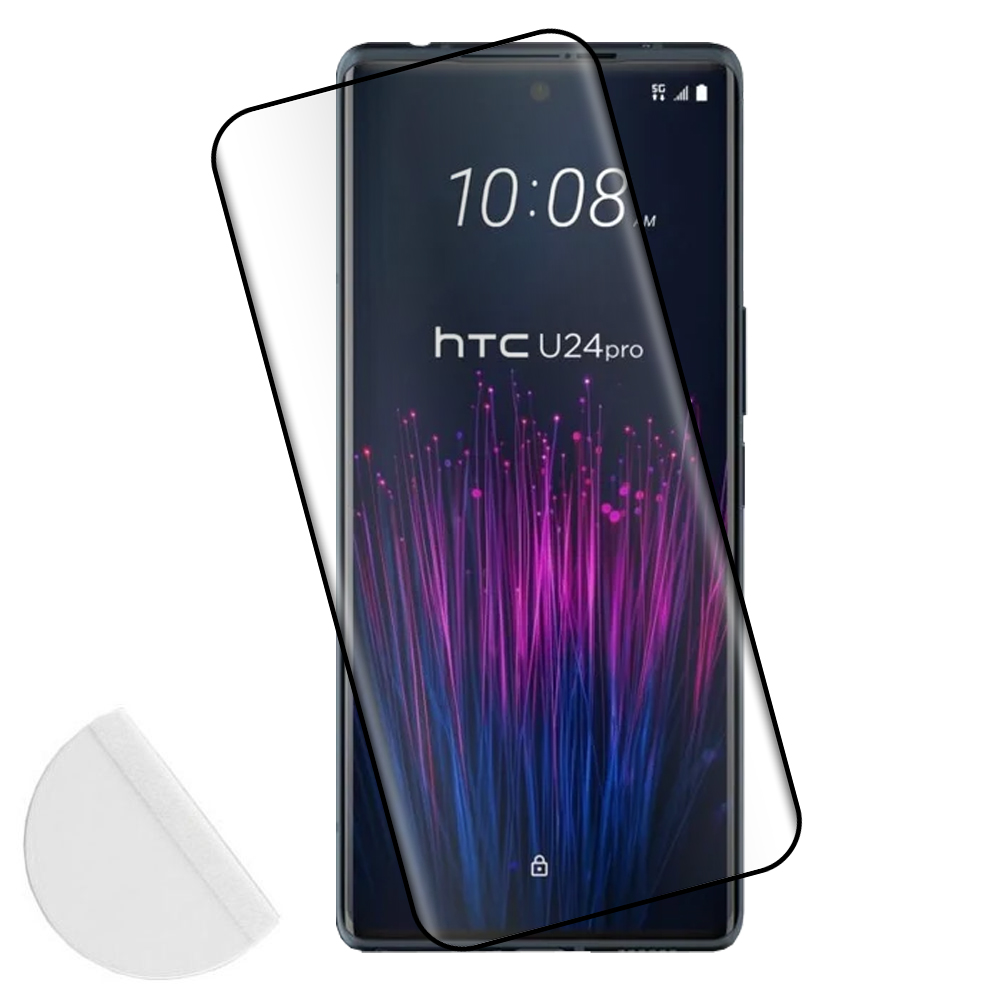 IDOL 1991 TEMPERED GLASS HTC U24 PRO 5G 6.8" 9H 0.30mm 3D FULL GLUE SEMI CURVED FINGER UNLOCK BLACK + SQUEEZY CARD