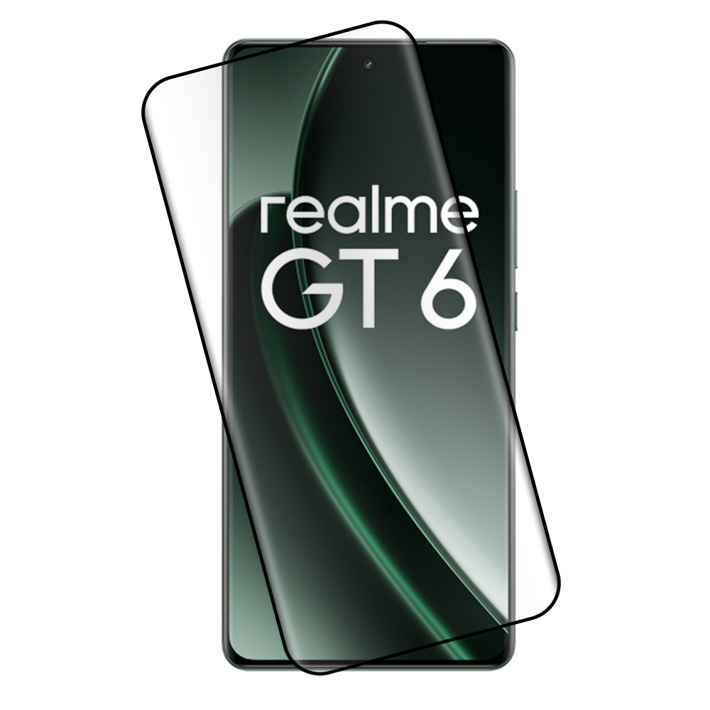 IDOL 1991 TEMPERED GLASS REALME GT 6/6T 5G 6.78" 9H 0.25mm 3D EDGE GLUE SEMI CURVED FINGER UNLOCK BLACK