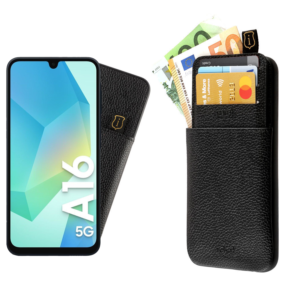 IDOL 1991 ΘΗΚΗ SAMSUNG A16 4G A165/A16 5G A166 6.7" ANTI-RFID LEATHER SMART WALLET CAMERA GUARD BLACK