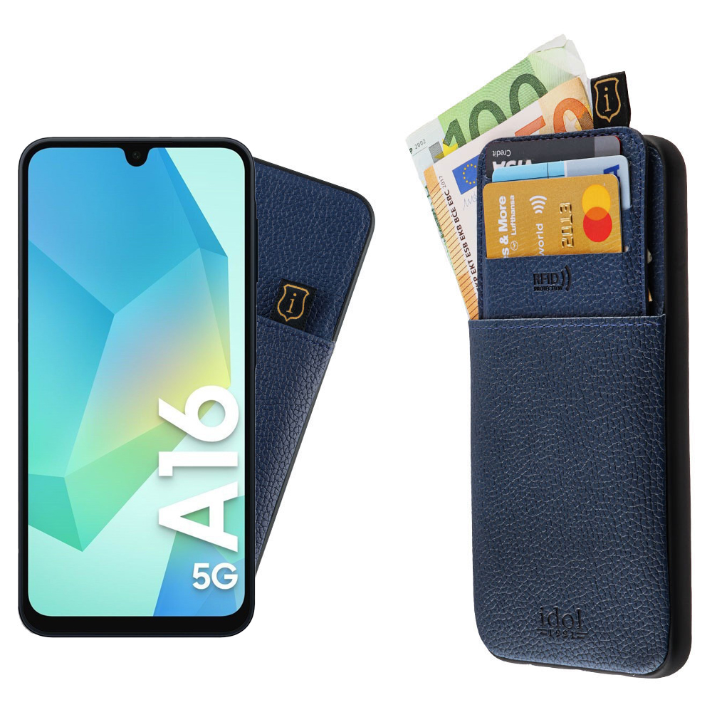 IDOL 1991 ΘΗΚΗ SAMSUNG A16 4G A165/A16 5G A166 6.7" ANTI-RFID LEATHER SMART WALLET CAMERA GUARD BLUE