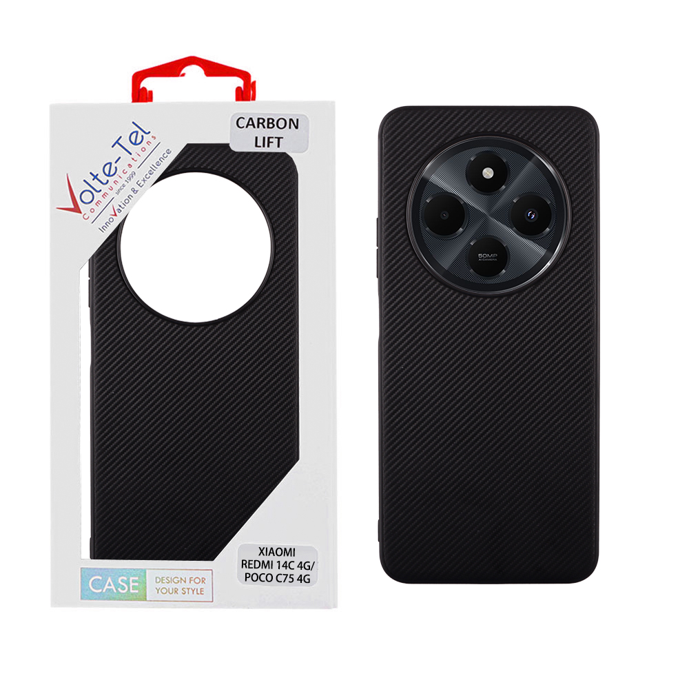 VOLTE-TEL ΘΗΚΗ XIAOMI REDMI 14C/ REDMI A4/ POCO C75/ POCO M7 6.88" CARBON LIFT CAMERA GUARD BLACK