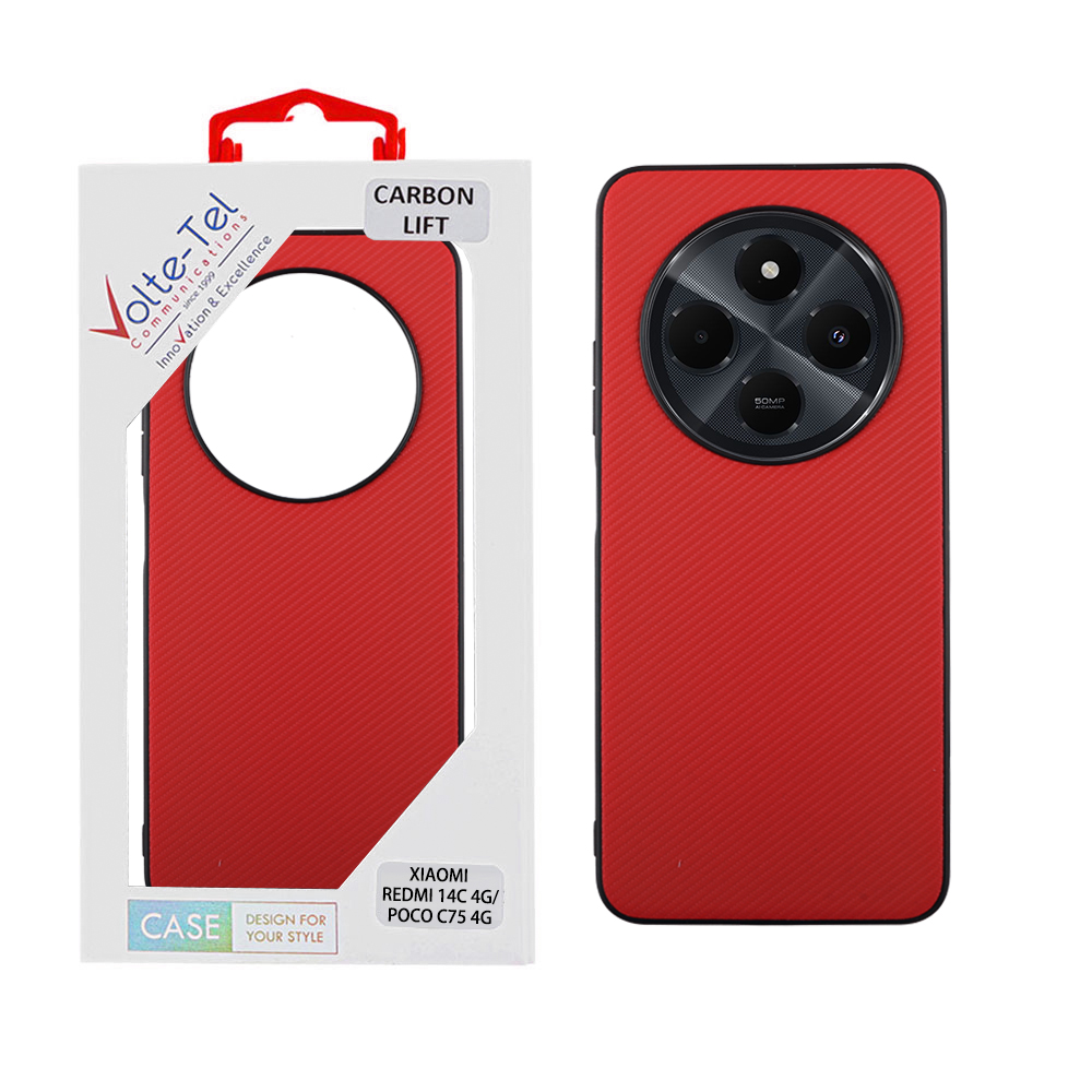 VOLTE-TEL ΘΗΚΗ XIAOMI REDMI 14C 4G/POCO C75 4G 6.88" CARBON LIFT CAMERA GUARD RED