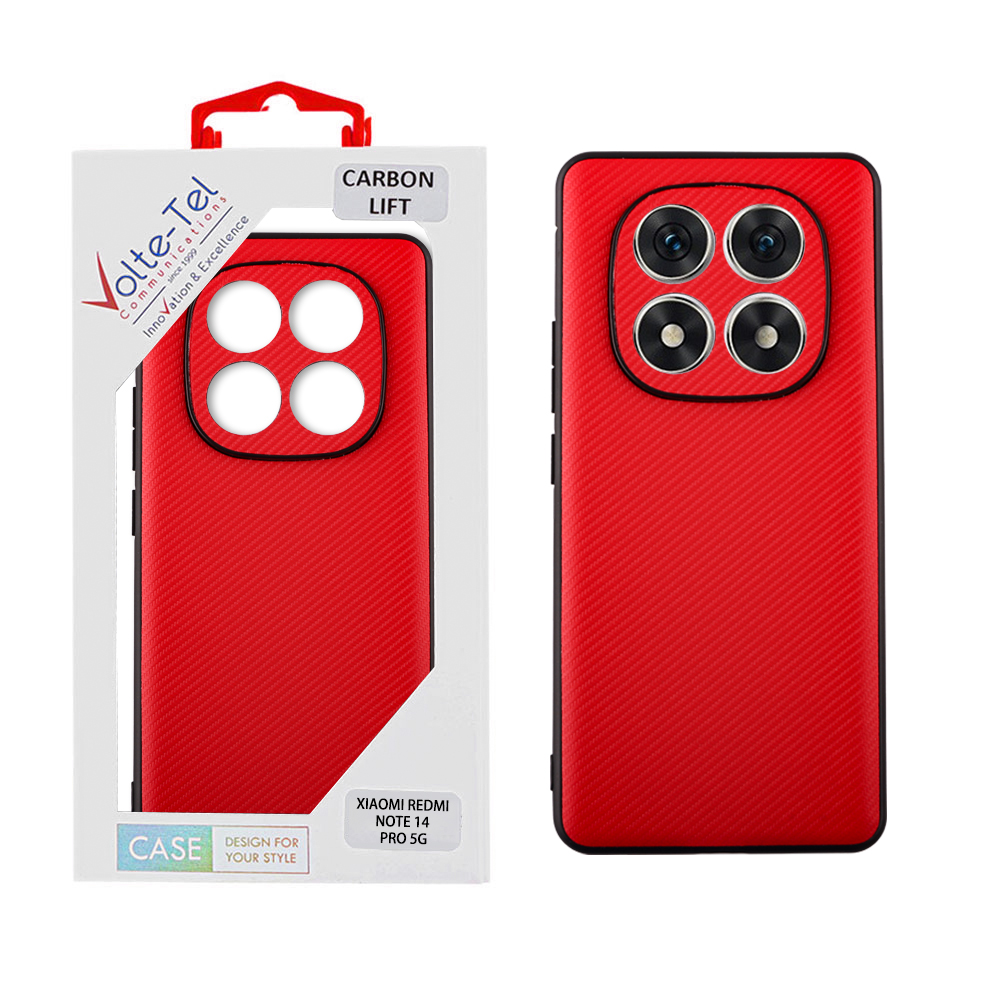 VOLTE-TEL ΘΗΚΗ XIAOMI REDMI NOTE 14 PRO 5G 6.67" CARBON LIFT FULL CAMERA PROTECTION RED