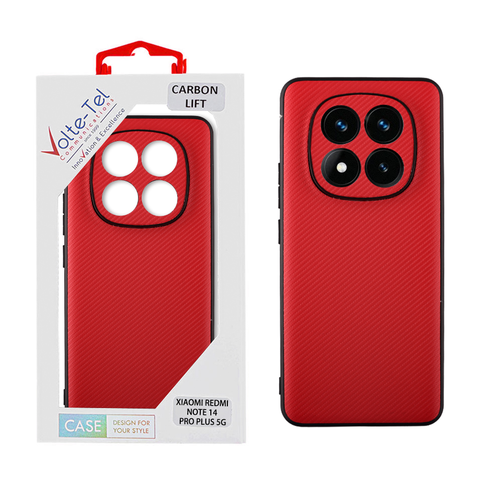 VOLTE-TEL ΘΗΚΗ XIAOMI REDMI NOTE 14 PRO PLUS 5G 6.67" CARBON LIFT FULL CAMERA PROTECTION RED