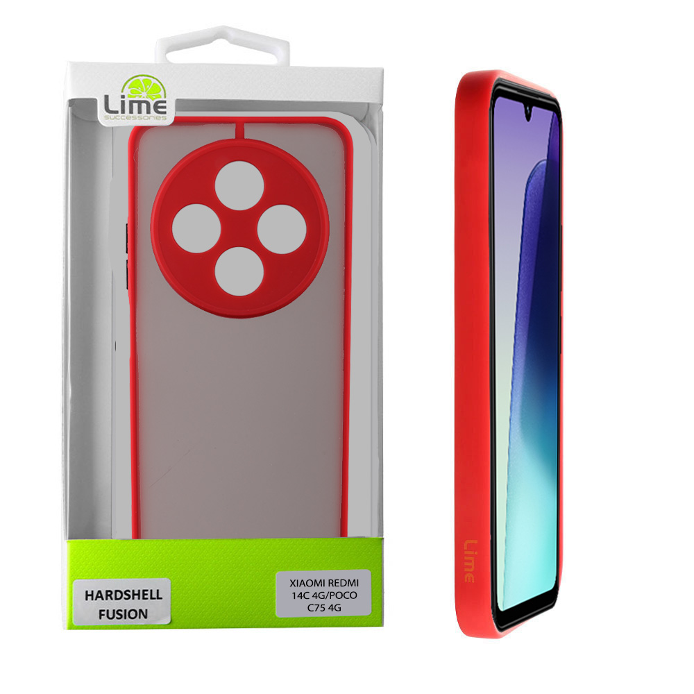 LIME ΘΗΚΗ XIAOMI REDMI 14C 4G/POCO C75 4G 6.88" HARDSHELL FUSION FULL CAMERA PROTECTION RED WITH BLACK KEYS