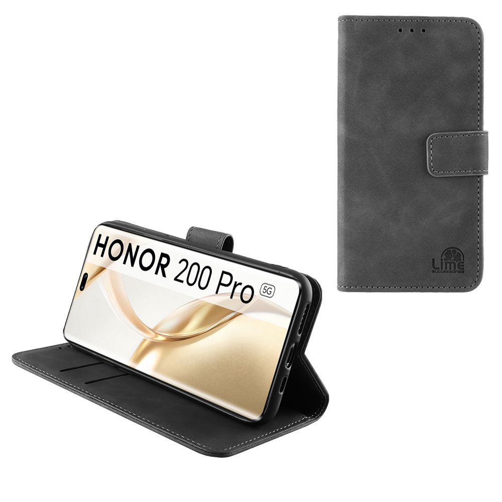 LIME ΘΗΚΗ HONOR 200 PRO 5G 6.78" ESSENTIAL MAGNET BOOK STAND CLIP GREY