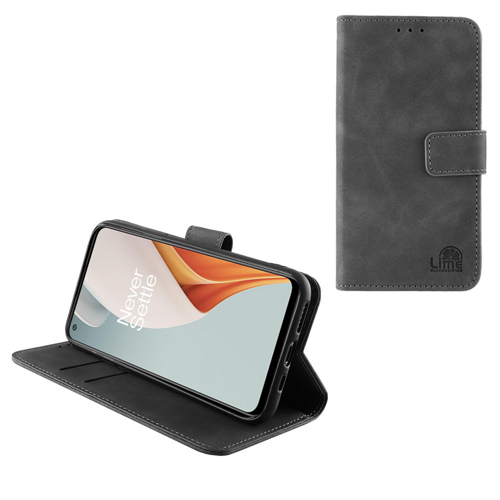 LIME ΘΗΚΗ ONEPLUS NORD N100 6.52" ESSENTIAL MAGNET BOOK STAND CLIP GREY