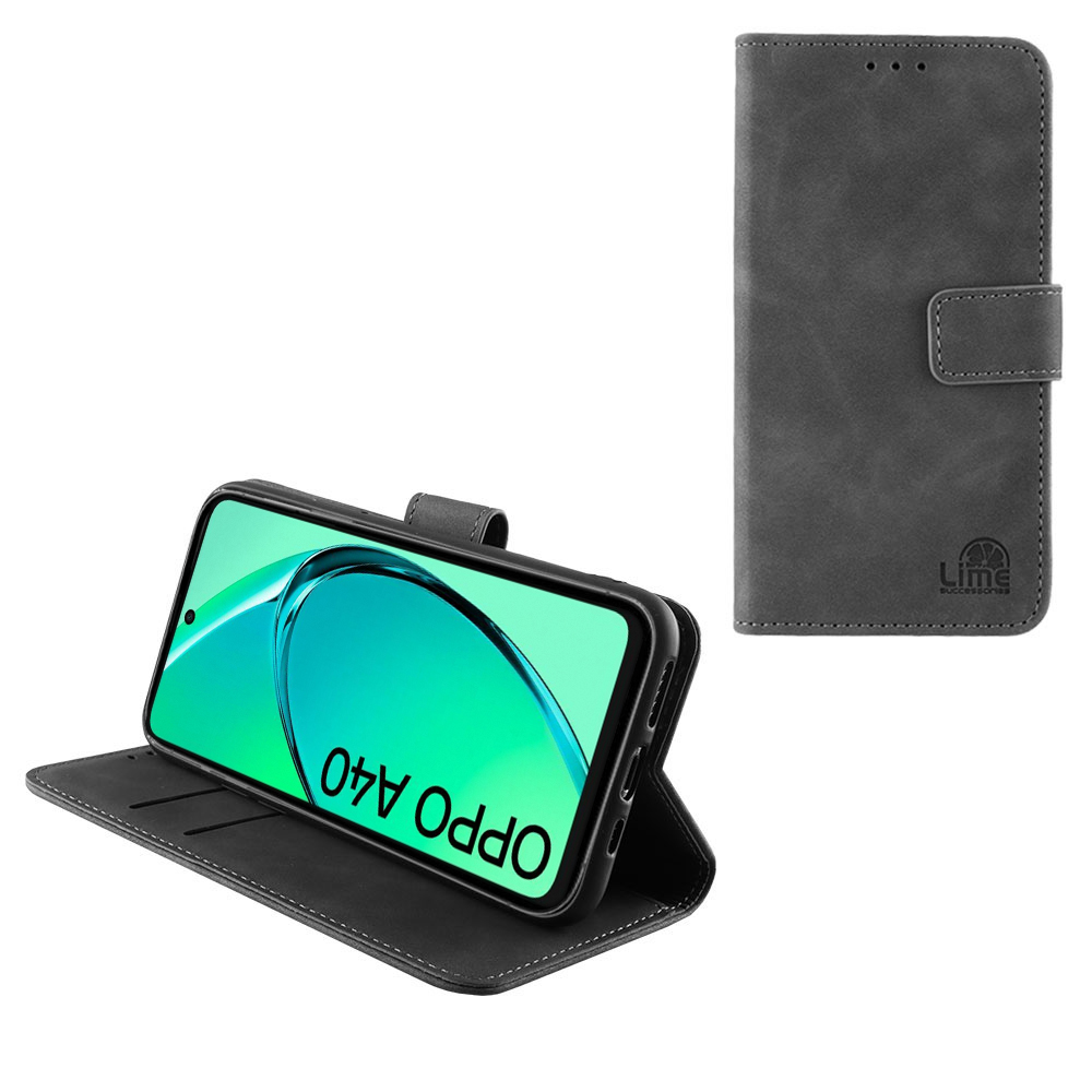 LIME ΘΗΚΗ OPPO A40/A3X 5G/A3X 4G 6.67" ESSENTIAL MAGNET BOOK STAND CLIP GREY