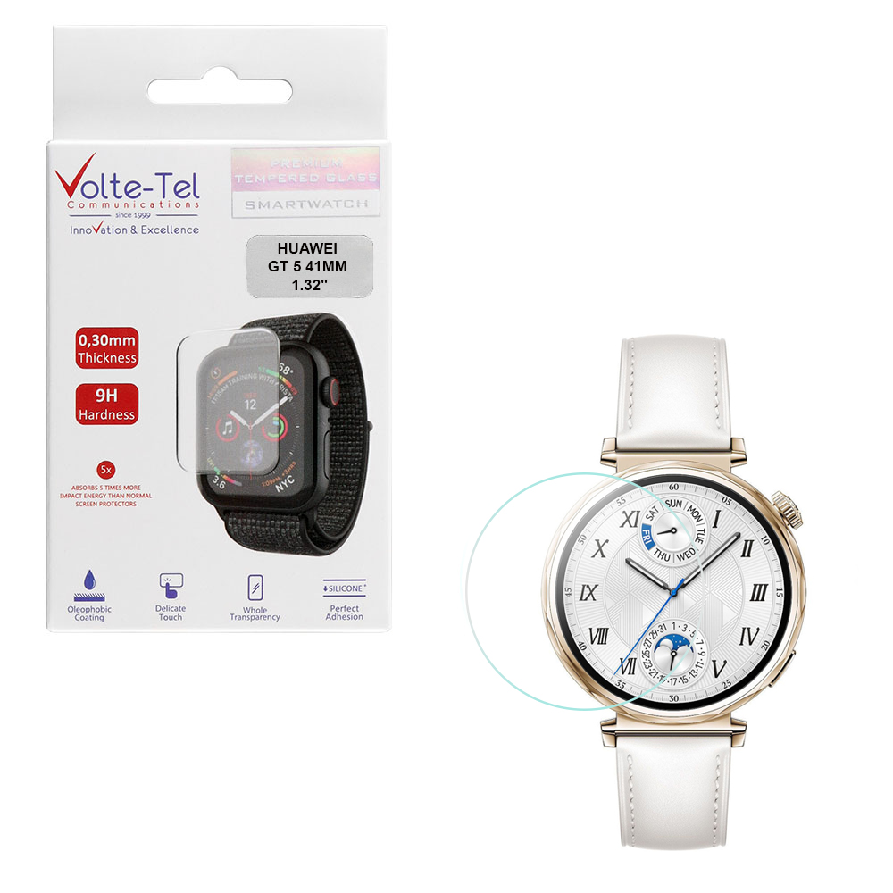 VOLTE-TEL TEMPERED GLASS HUAWEI WATCH GT 5 41MM 1.32" 9H 0.30mm 2.5D FULL GLUE FULL COVER