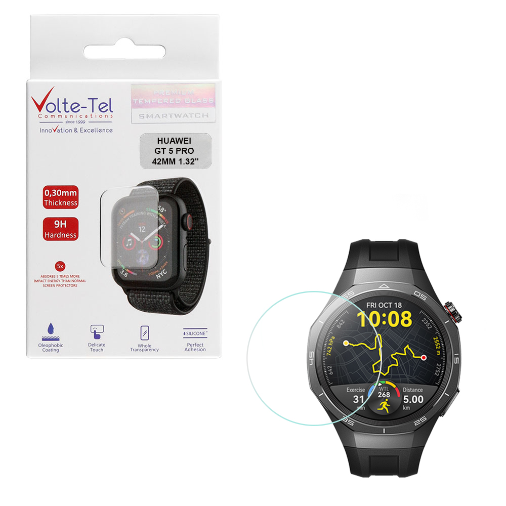 VOLTE-TEL TEMPERED GLASS HUAWEI WATCH GT 5 PRO 46MM 1.43" 9H 0.30mm 2.5D FULL GLUE FULL COVER