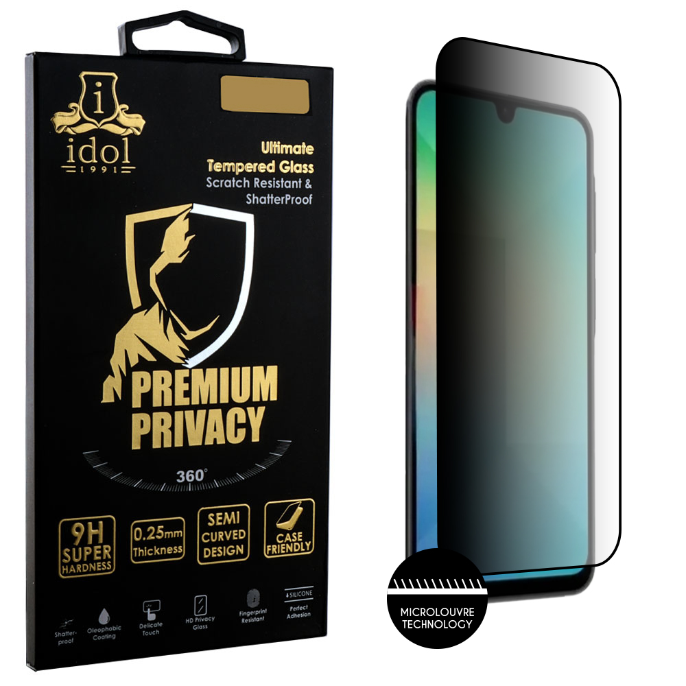 IDOL 1991 TEMPERED GLASS SAMSUNG A26 5G A266 6.7" 9H 0.25mm PREMIUM PRIVACY ANTISPY SEMI CURVED FULL GLUE BLACK