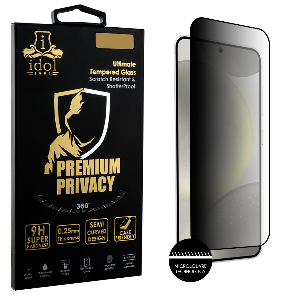 IDOL 1991 TEMPERED GLASS SAMSUNG S25 PLUS 5G 6.7" 9H 0.25mm PREMIUM PRIVACY ANTISPY SEMI CURVED FULL GLUE BLACK