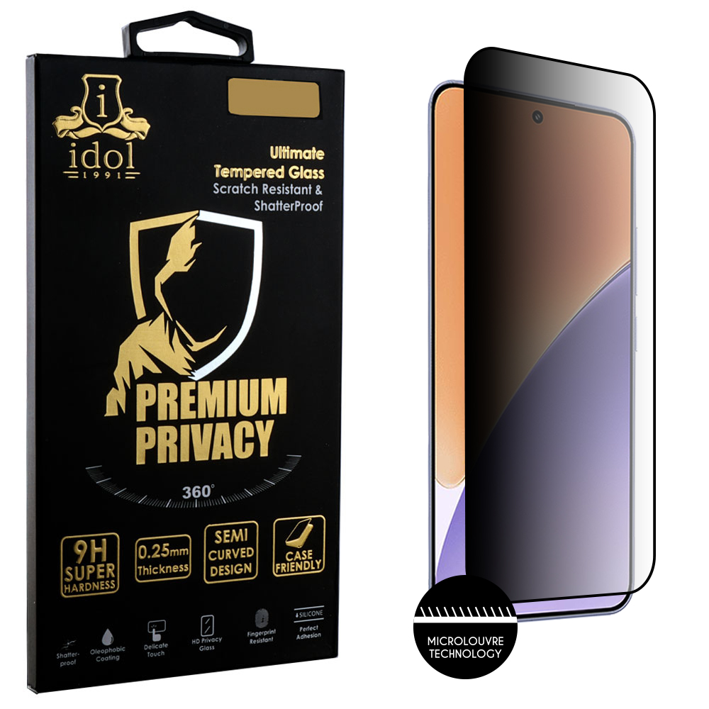 IDOL 1991 TEMPERED GLASS XIAOMI 15 5G 6.36" 9H 0.25mm PREMIUM PRIVACY ANTISPY SEMI CURVED FULL GLUE BLACK